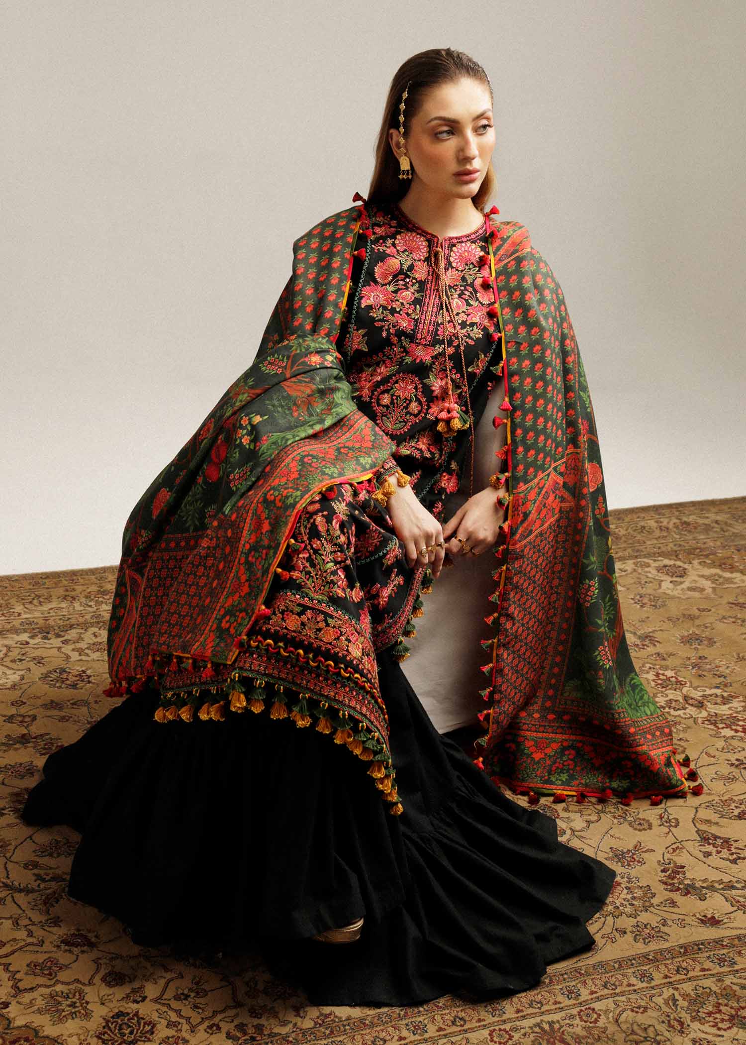 Hussain Rehar Dhanak 3PC Embroidered With Digital Printed Dupatta V173