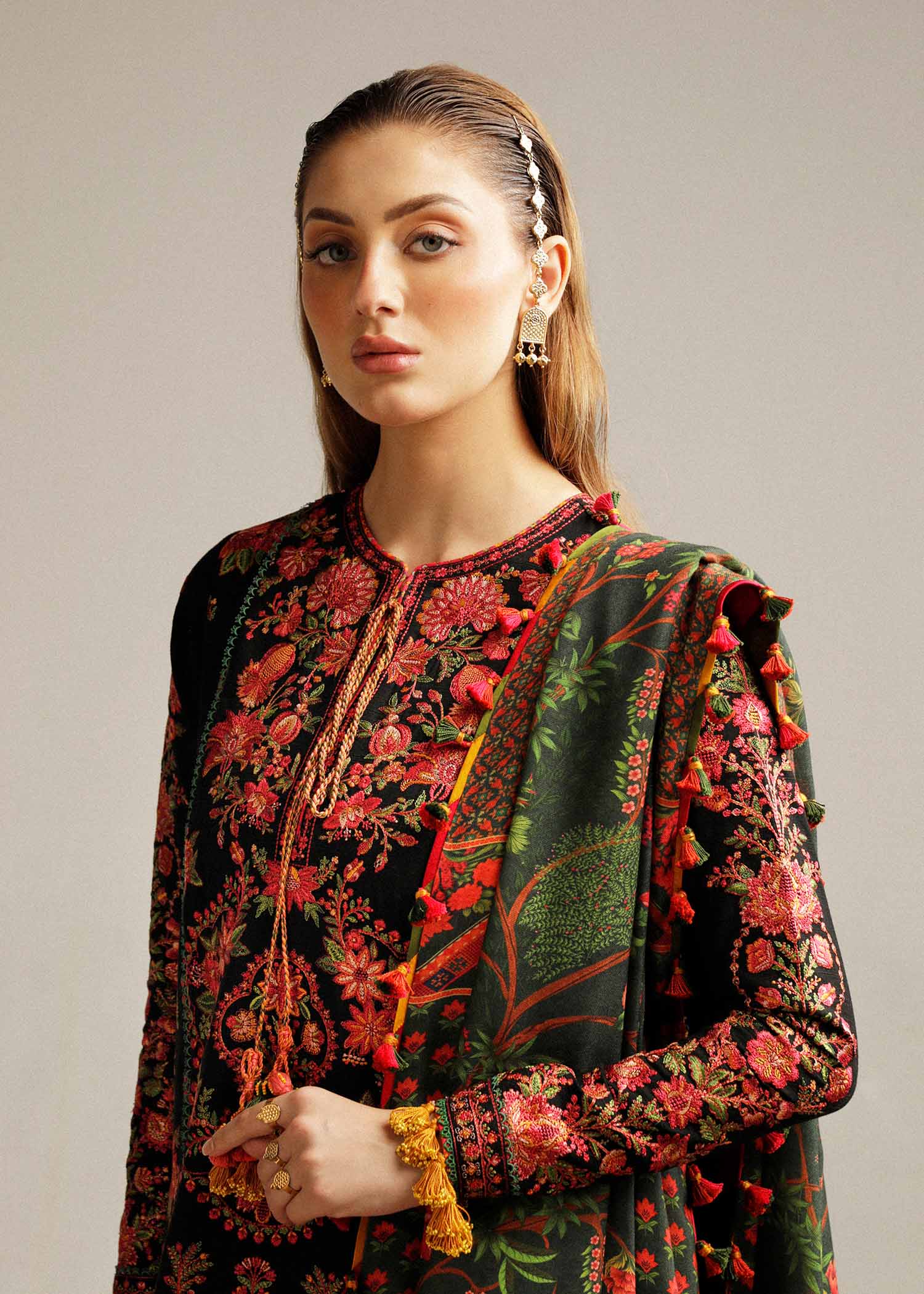Hussain Rehar Dhanak 3PC Embroidered With Digital Printed Dupatta V173