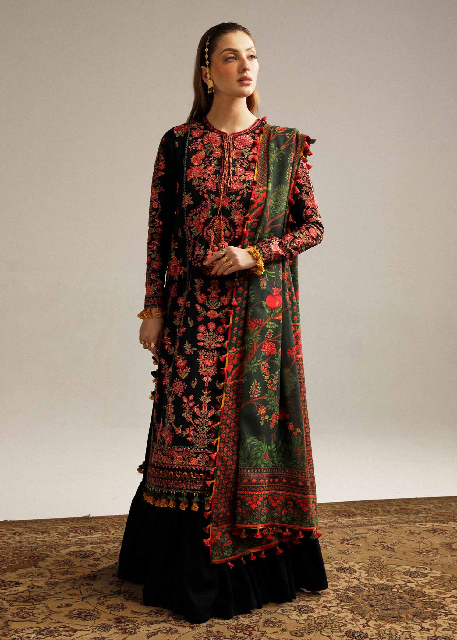 Hussain Rehar Dhanak 3PC Embroidered With Digital Printed Dupatta V173