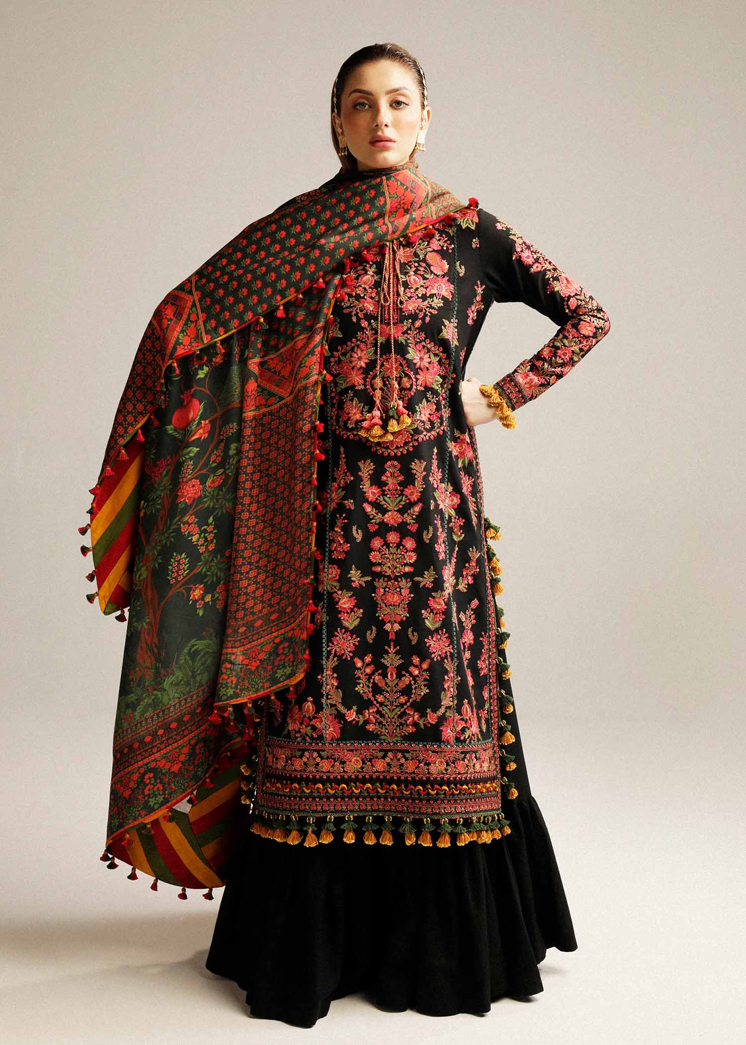 Hussain Rehar Dhanak 3PC Embroidered With Digital Printed Dupatta V173